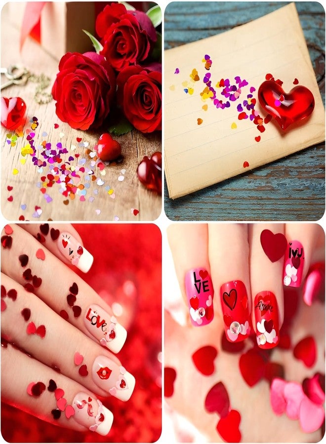 SPLOCUDU 8 Sheets Heart Nail Art Stickers,Valentine's Day Nail Stickers 3D Self-Adhesive Nail Decals, Heart DIY Manicure Decoration Supplies Accessories for Women Girls - Image 4